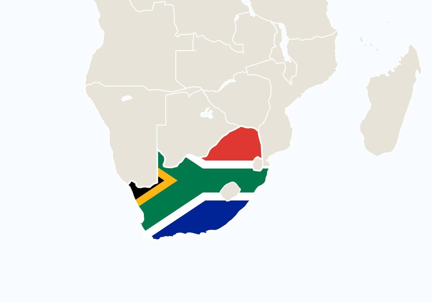 Africa with highlighted South Africa map. vector