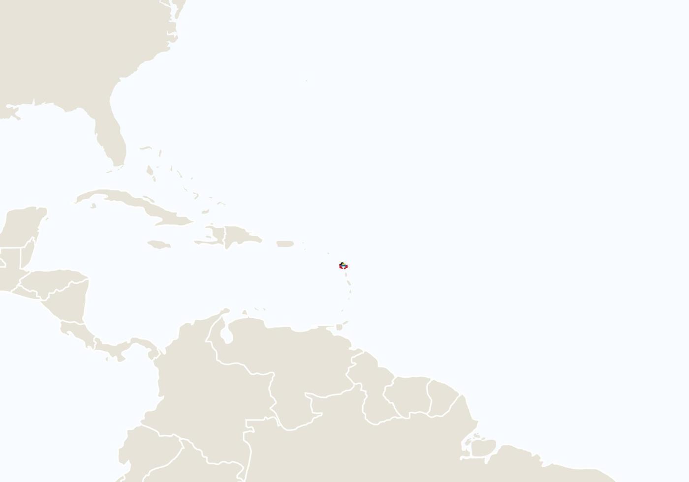 américa del sur con el mapa resaltado de antigua y barbuda. vector