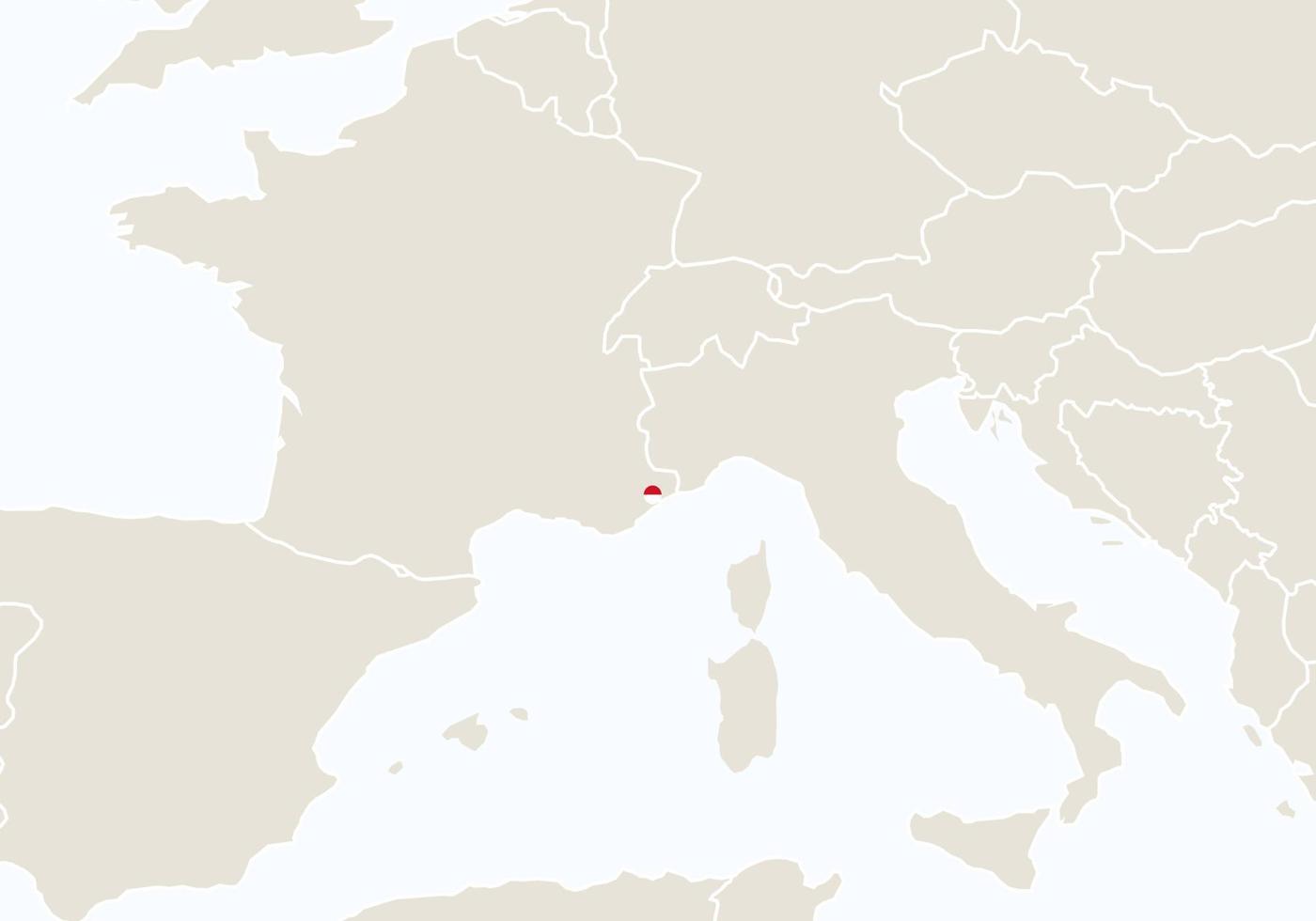 Europe with highlighted Monaco map. vector