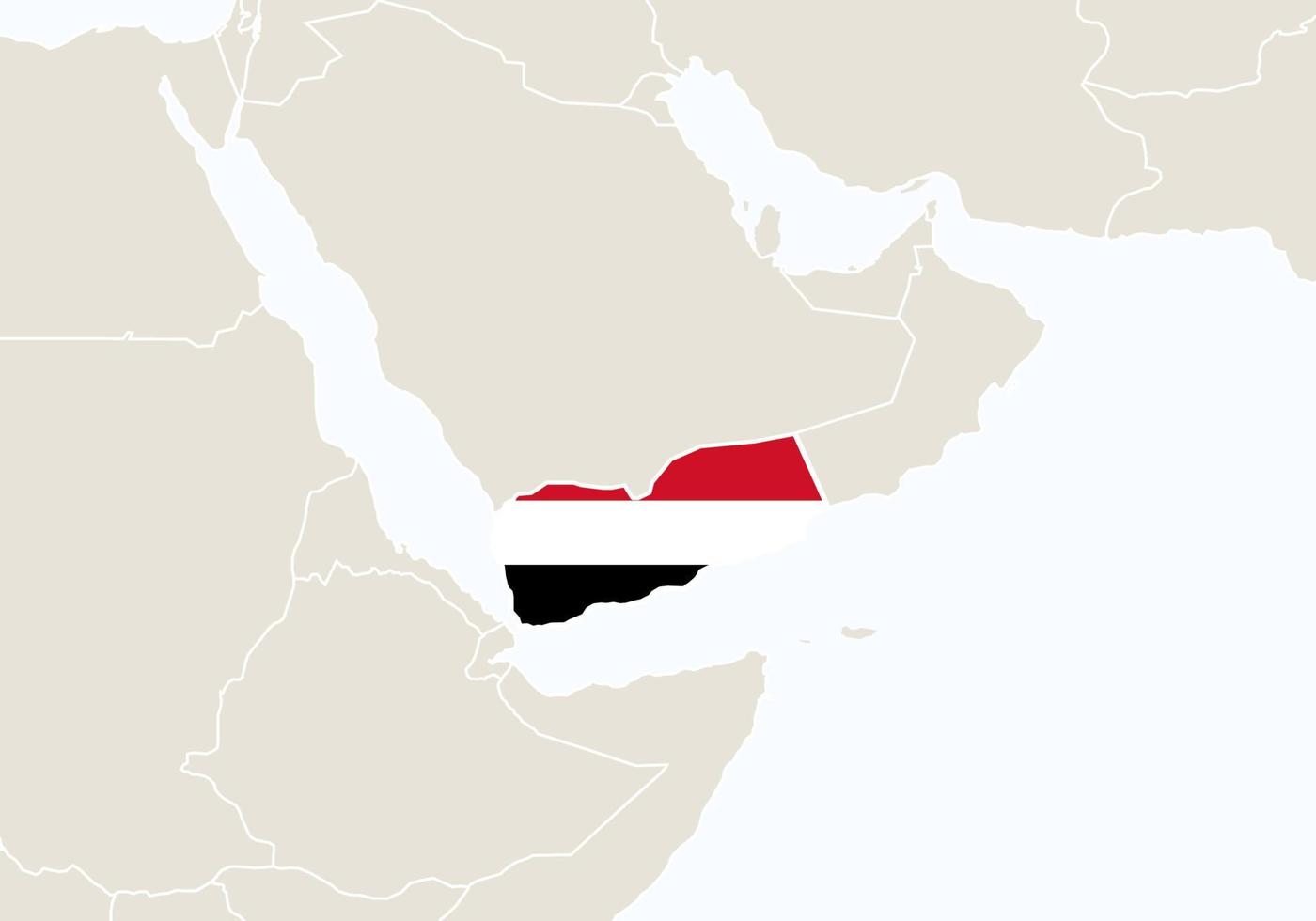 Asia with highlighted Yemen map. vector