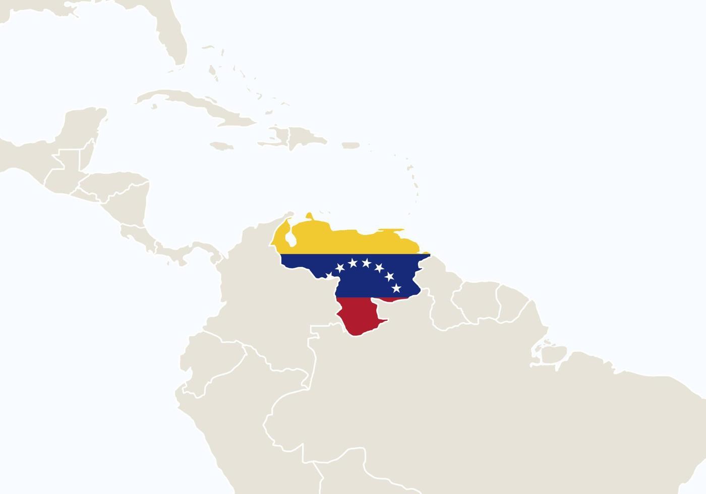 South America with highlighted Venezuela map. vector