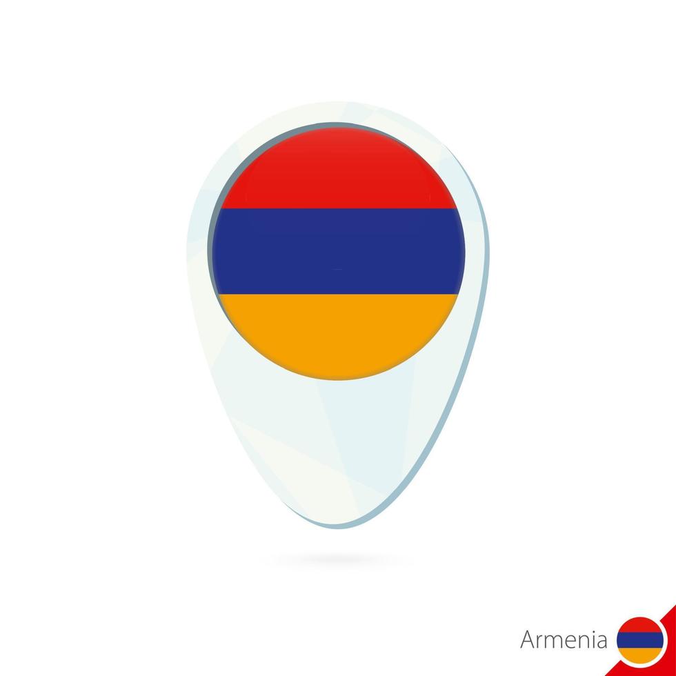 Armenia flag location map pin icon on white background. vector
