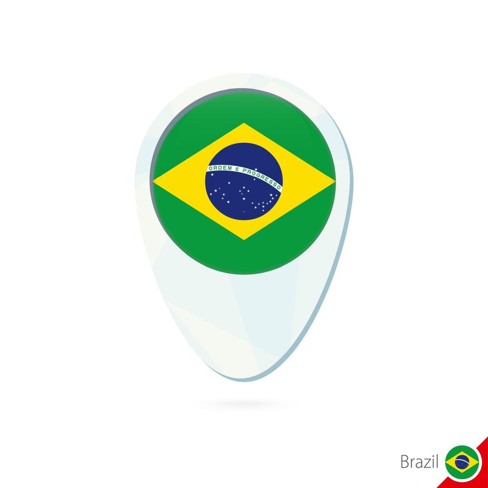 Brazil flag location map pin icon on white background. vector