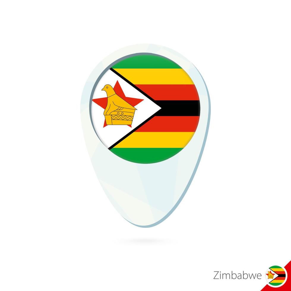 icono de pin de mapa de ubicación de bandera de zimbabwe sobre fondo blanco. vector