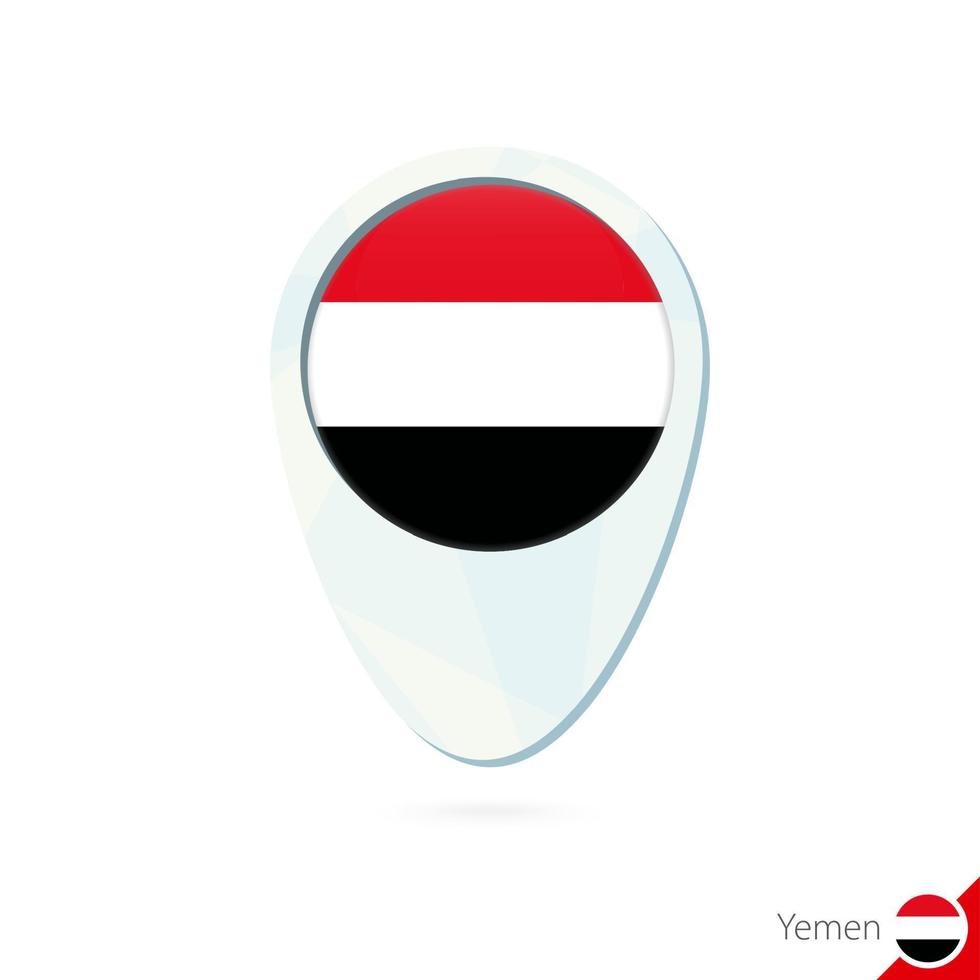 icono de pin de mapa de ubicación de bandera de yemen sobre fondo blanco. vector