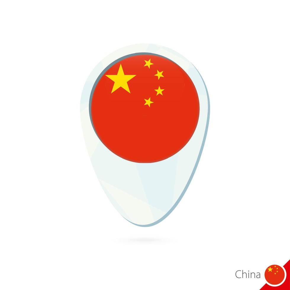 icono de pin de mapa de ubicación de bandera china sobre fondo blanco. vector