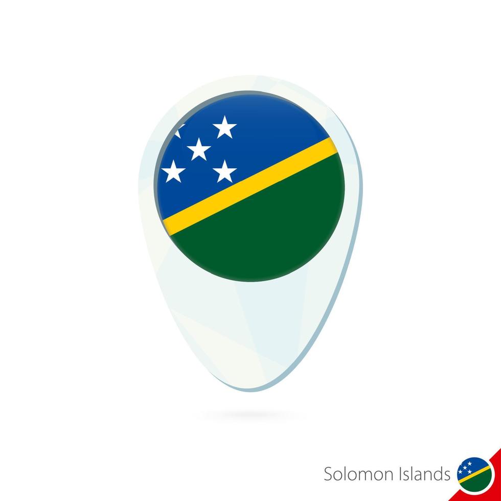 icono de pin de mapa de ubicación de bandera de islas salomón sobre fondo blanco. vector