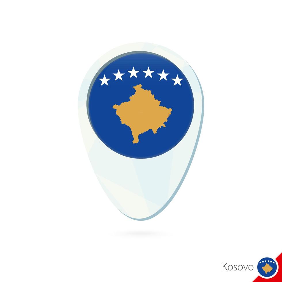 Kosovo flag location map pin icon on white background. vector