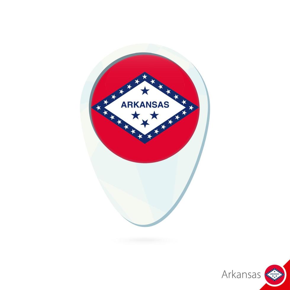 USA State Arkansas flag location map pin icon on white background. vector
