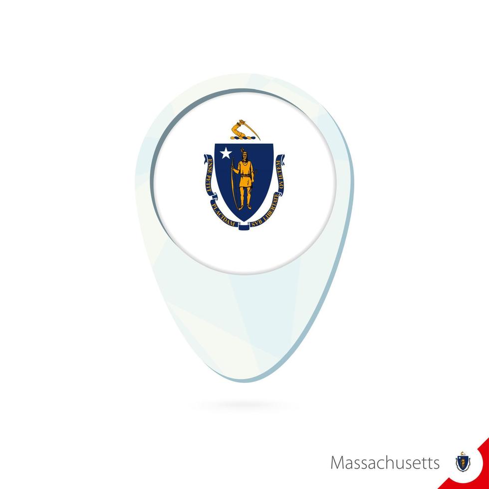 USA State Massachusetts flag location map pin icon on white background. vector