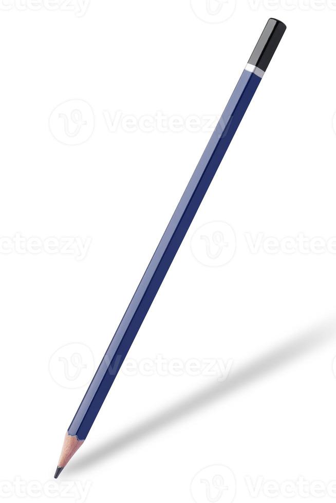 Blue pencil isolated on white background. photo