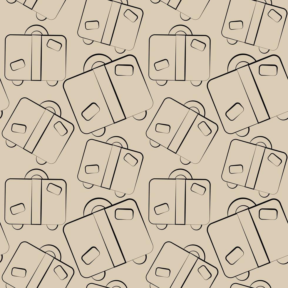 Seamless vector pattern with outline beige suitcase