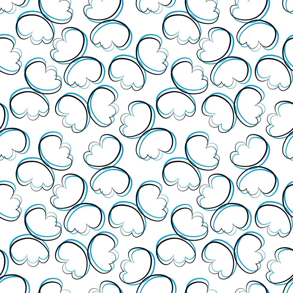 Seamless vector pattern with outline blue wings