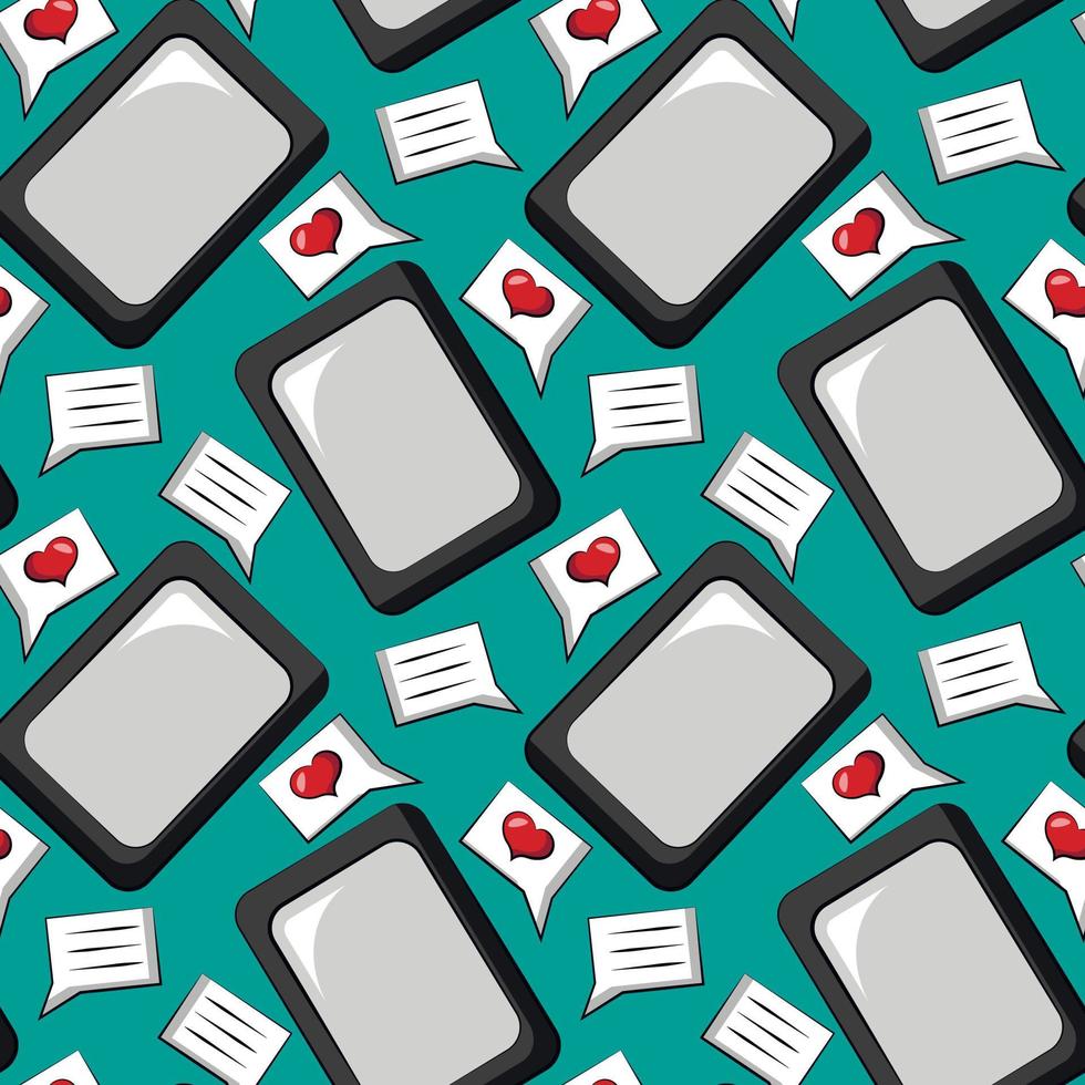 Seamless vector pattern with mobile phone and message