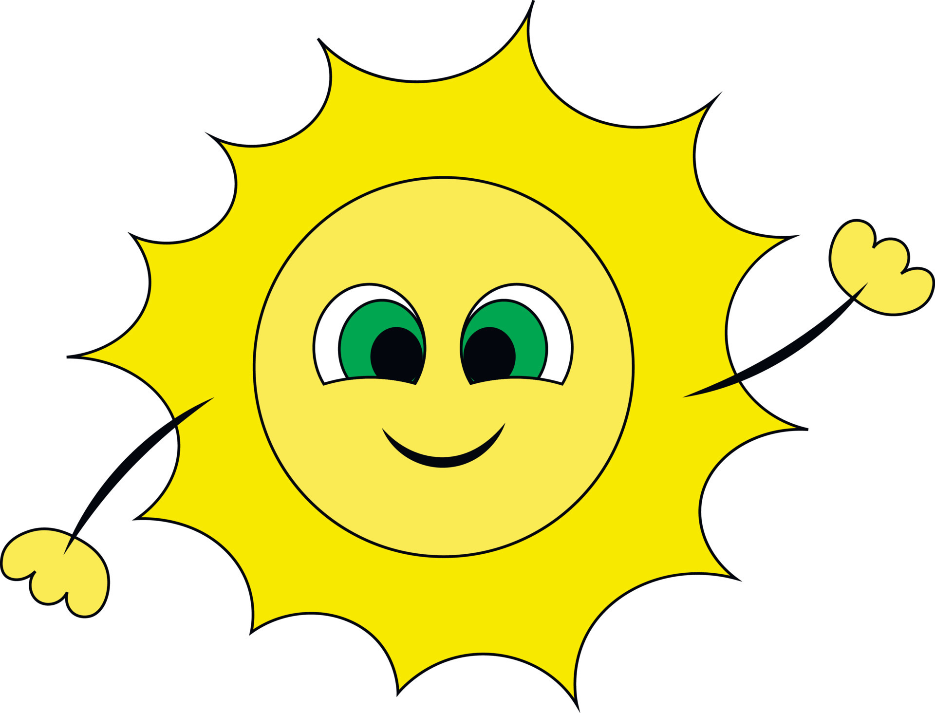 Cute cartoon smile Sun. Draw illustration in color 8093177 Vector Art