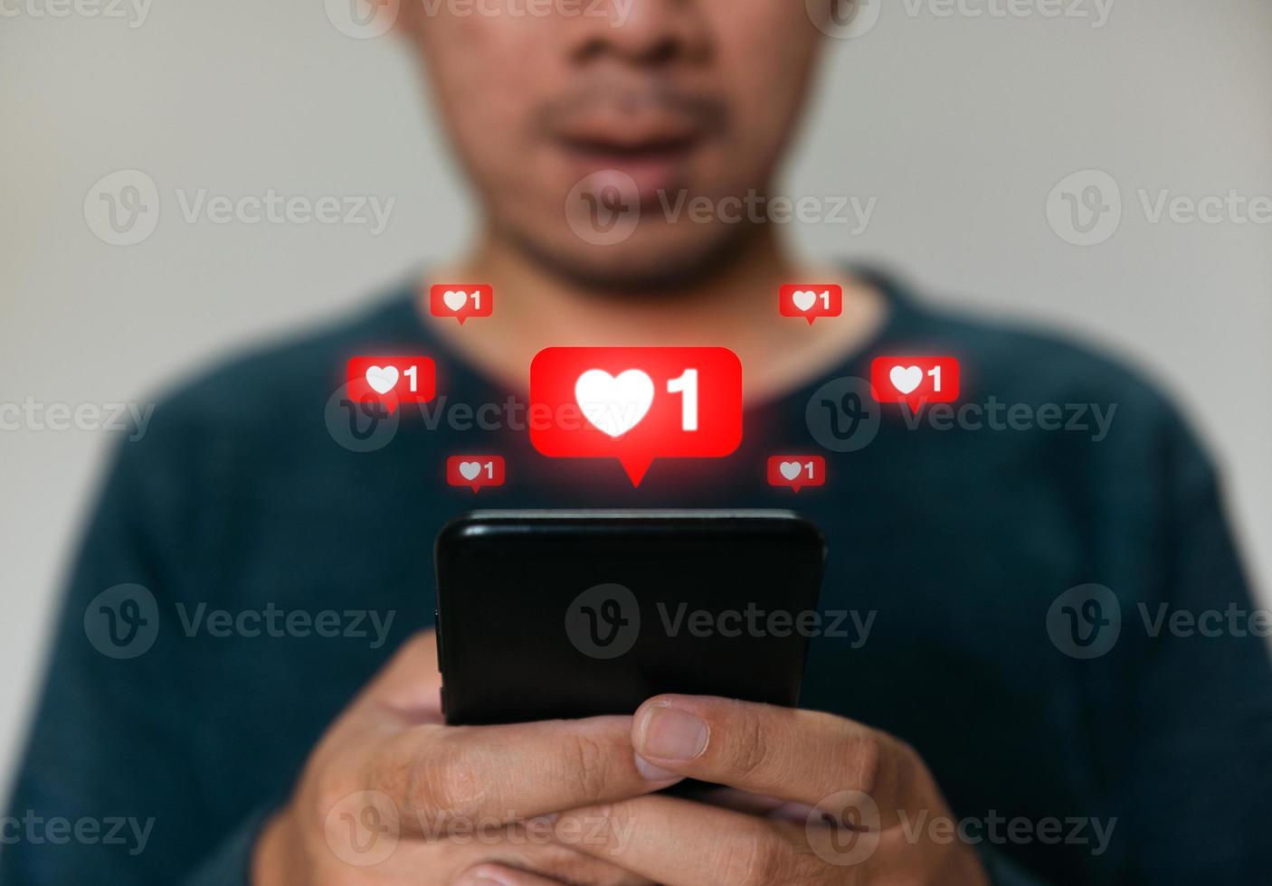 Close up hands holding smartphone. man using cellphone for marketing  and searching data and social media on internet.technology business investment concept photo