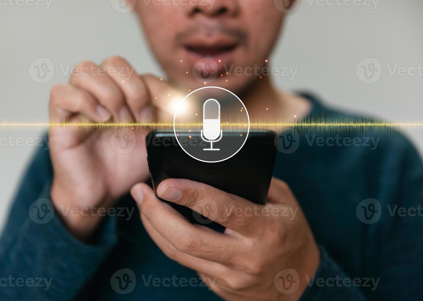 Close up hands holding smartphone. man working with smart phone and with blank search bar. Searching Browsing Internet Data Information Networking Concept photo