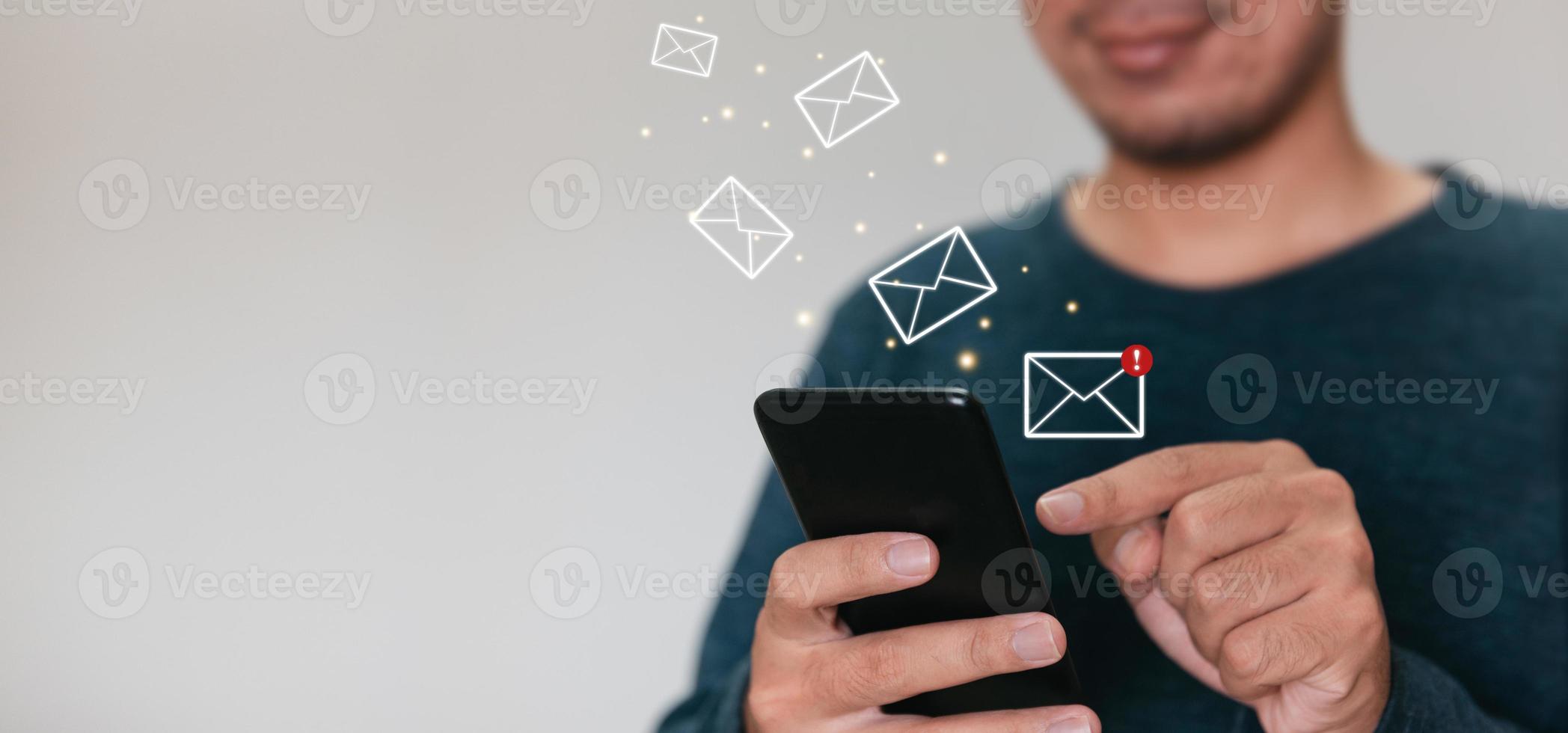 Close up hands holding smartphone. man using cellphone for marketing  and searching data and social media on internet.technology business investment concept photo