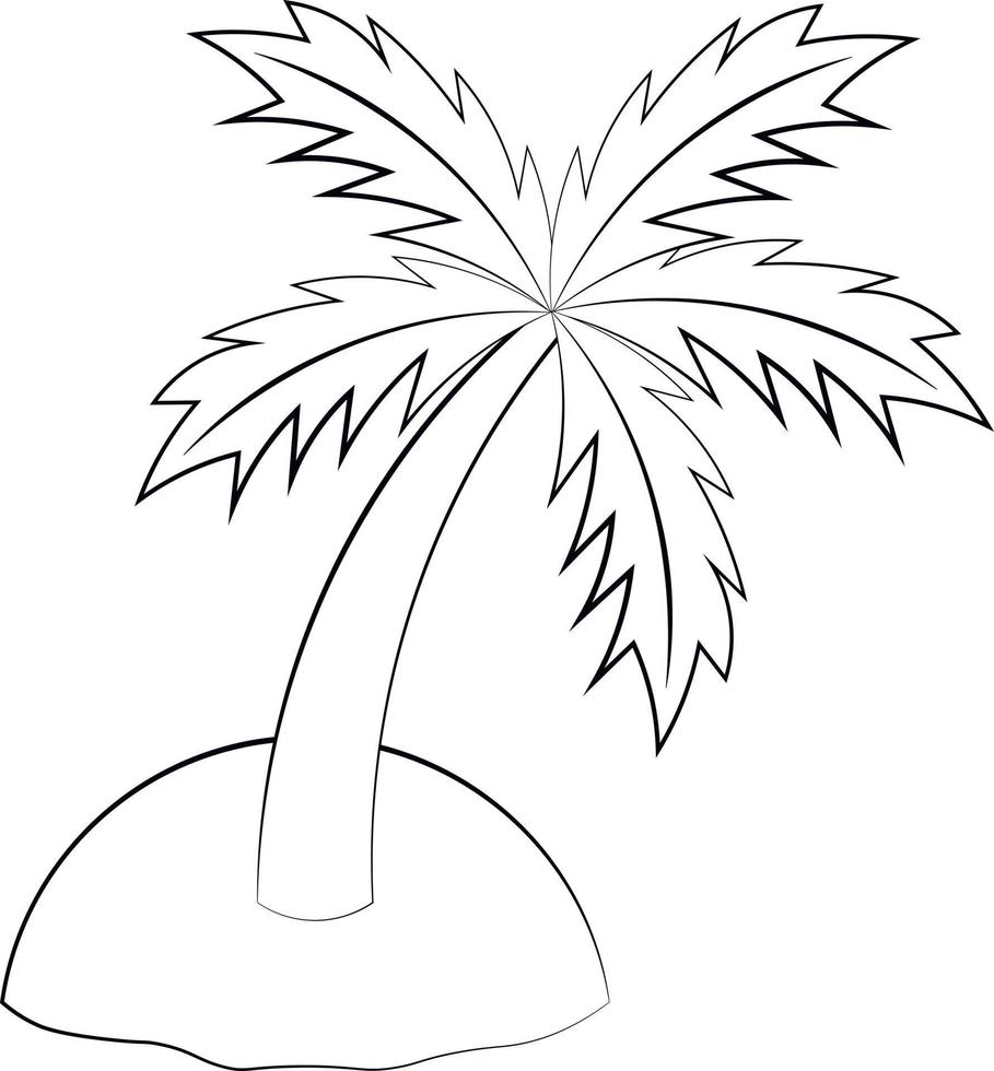 isla de un solo elemento con palmera. dibujar ilustraciones en blanco y negro vector