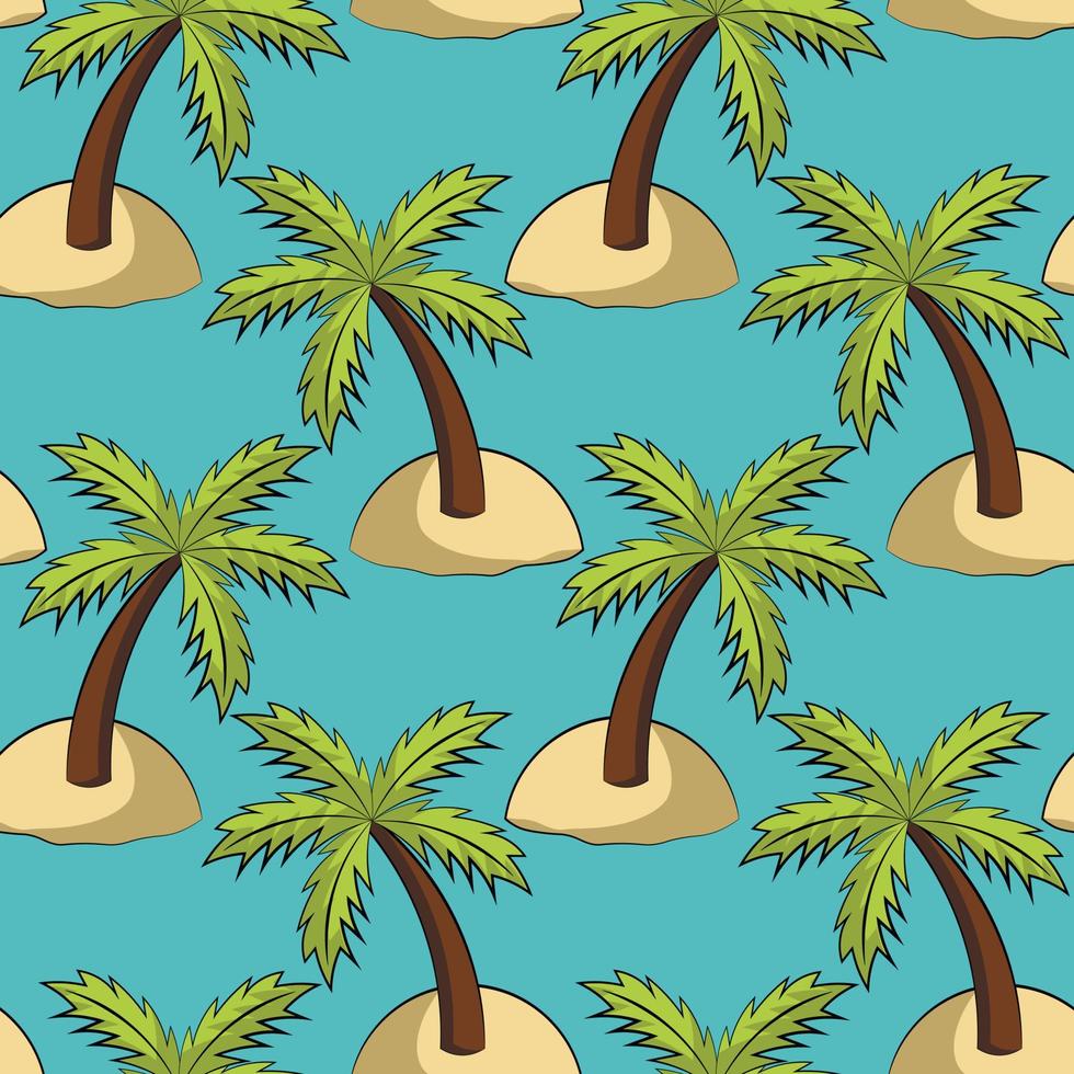 Seamless vector pattern with Island with palm tree