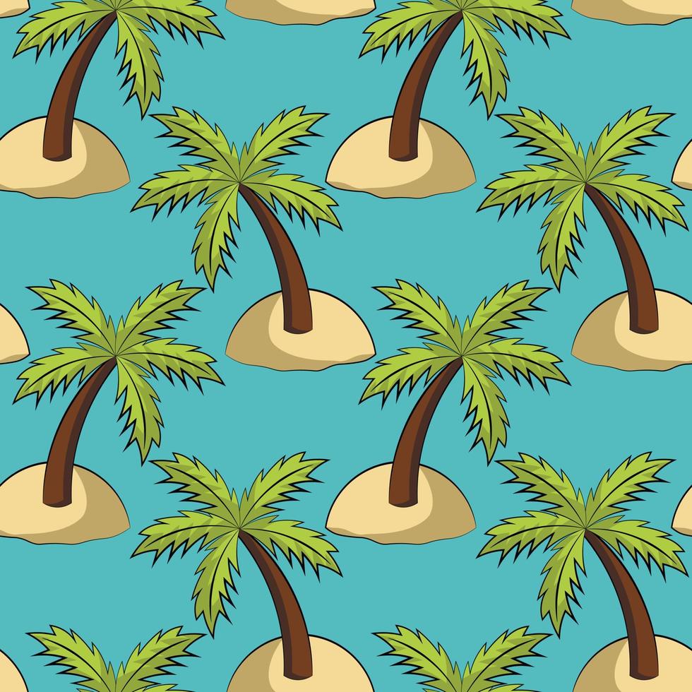 Seamless vector pattern with Island with palm tree