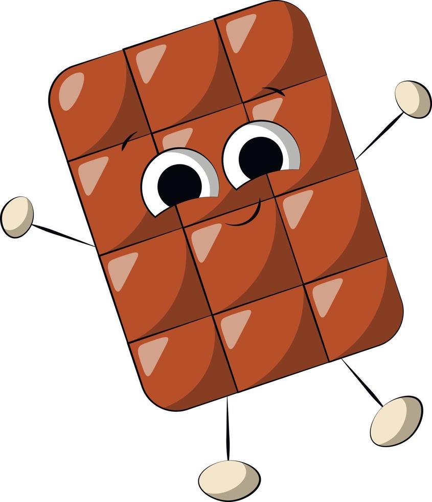 Cute cartoon Smile Chocolate Character. Draw illustration in color vector