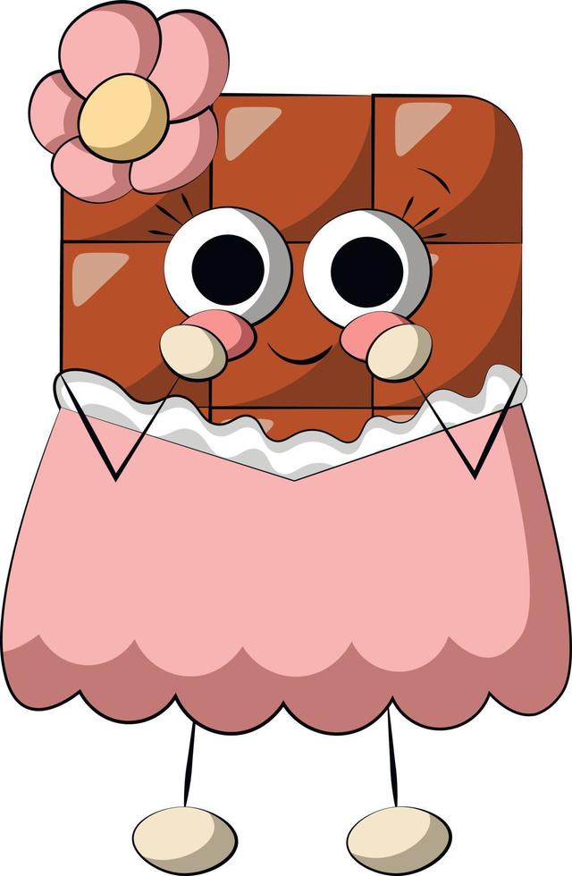 Cute cartoon Chocolate Character Girl. Draw illustration in color vector