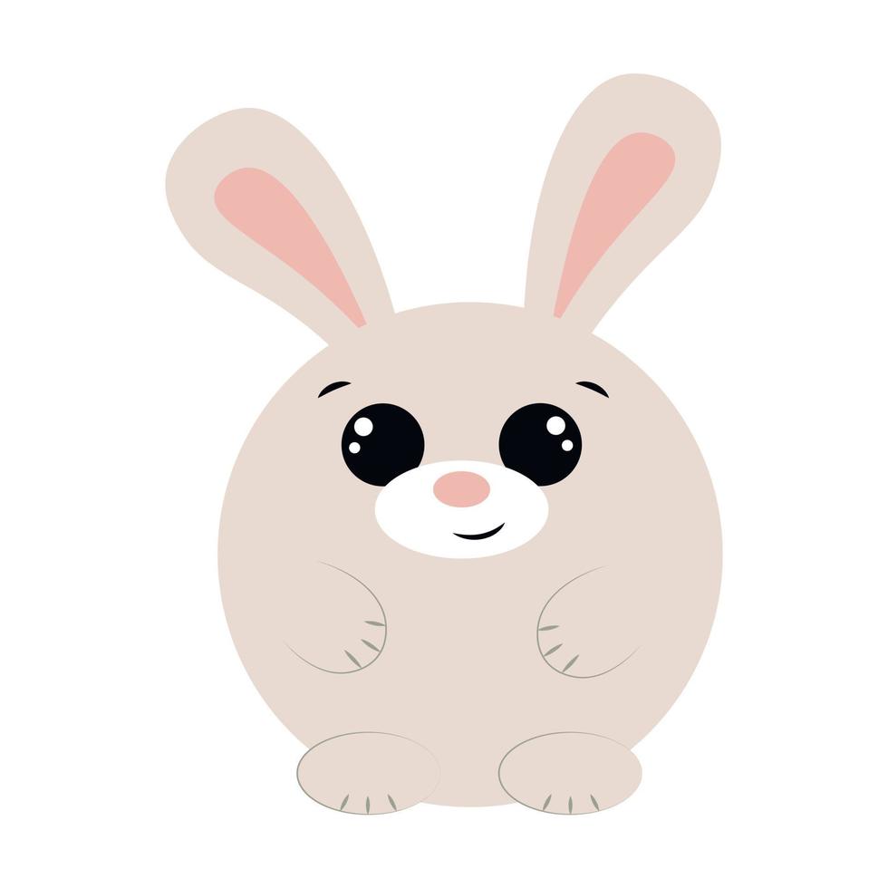 Cute cartoon round Rabbit. Draw illustration in color vector