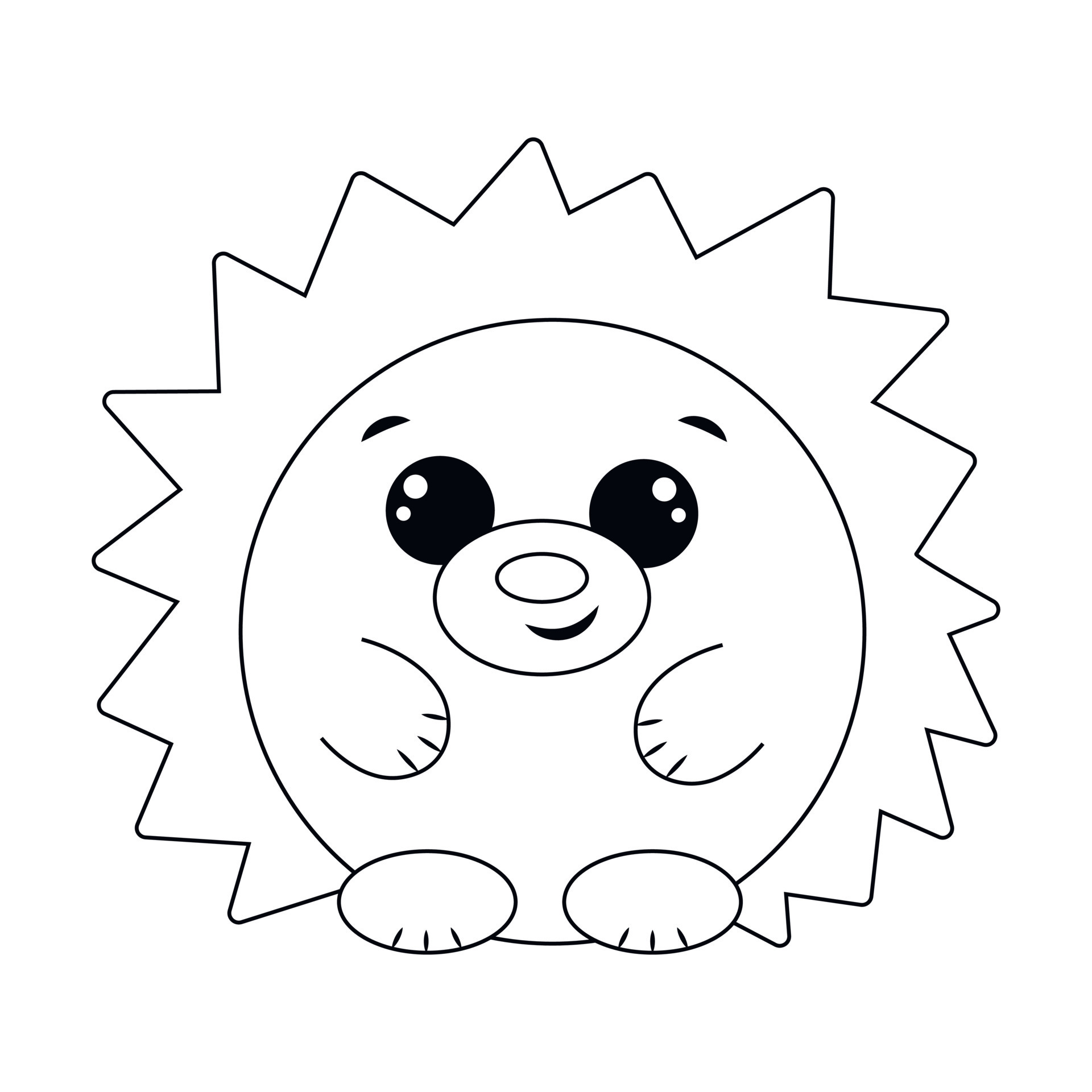 Cute cartoon adorable hedgehog. Draw illustration in black and white  8094192 Vector Art at Vecteezy