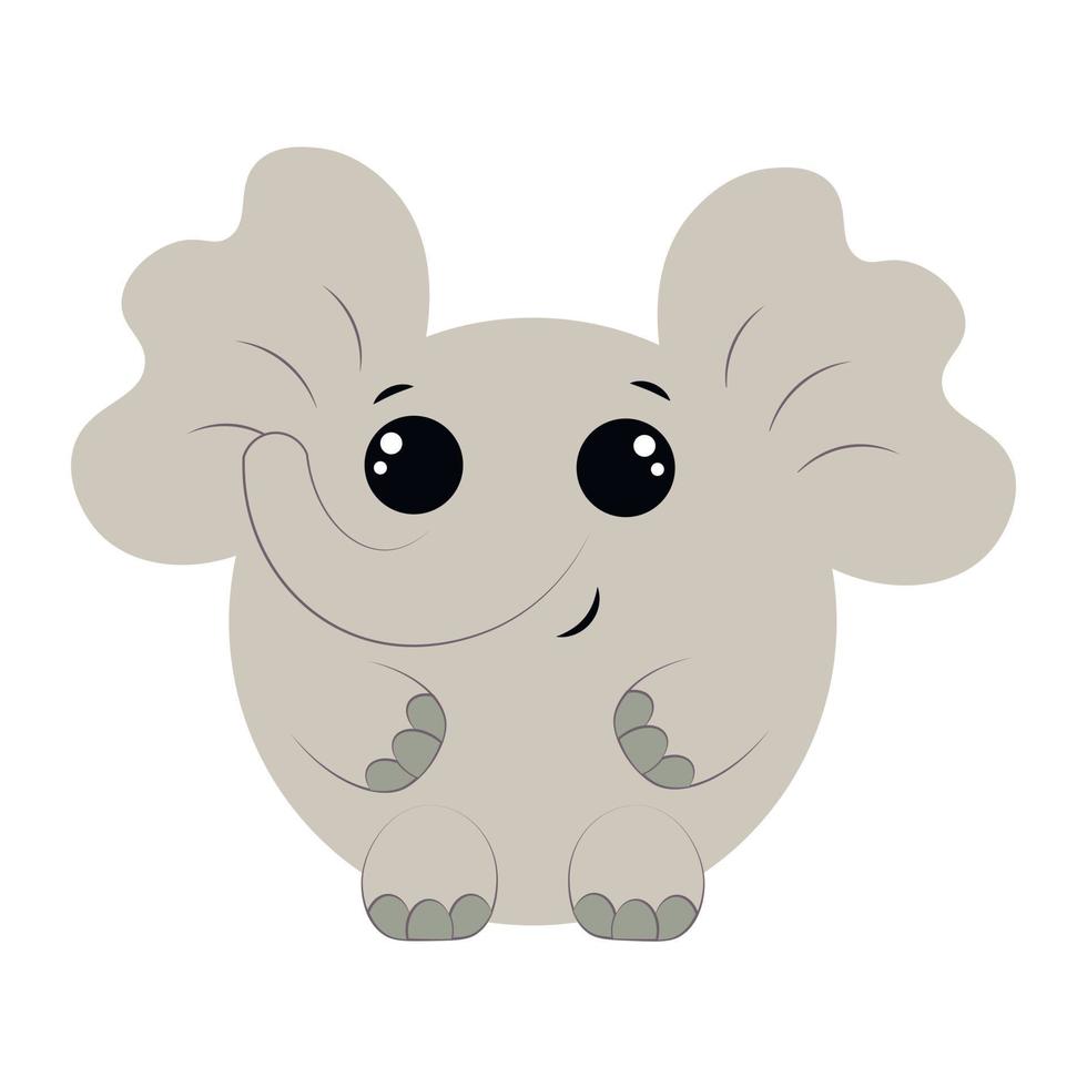 Cute cartoon round Elephant. Draw illustration in color vector