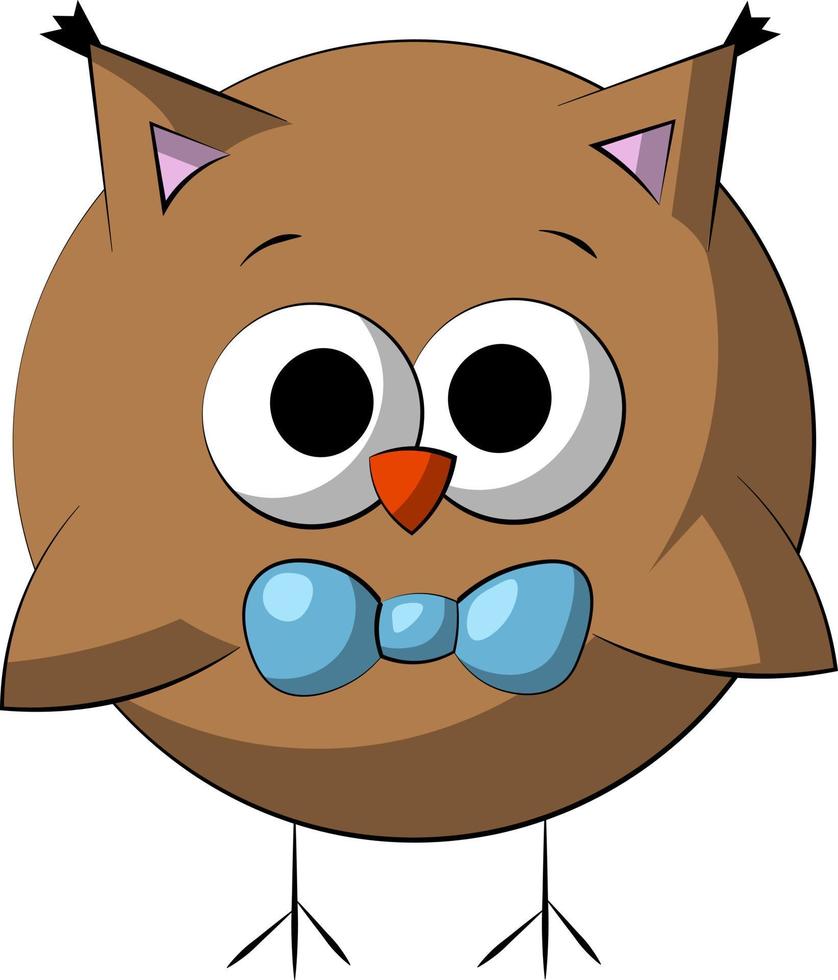 Cute cartoon Owl with bowtie. Draw illustration in color vector