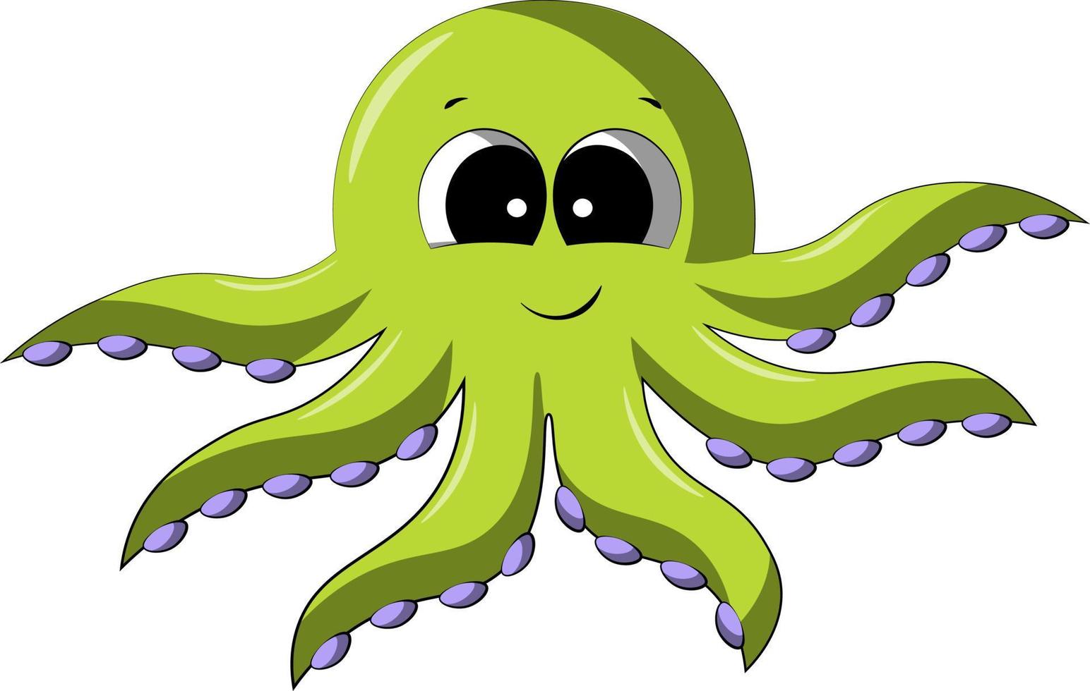 Cute cartoon Octopus. Draw illustration in color vector
