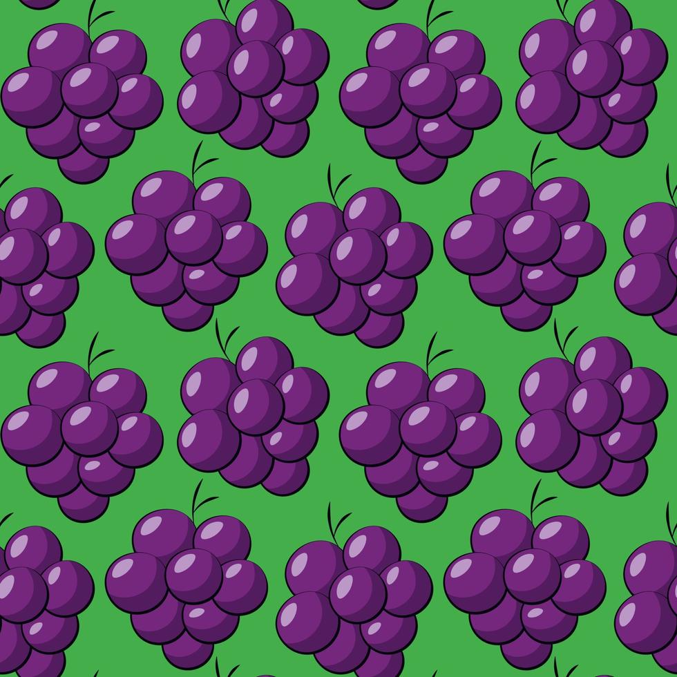 Seamless vector pattern with cartoon purple grape