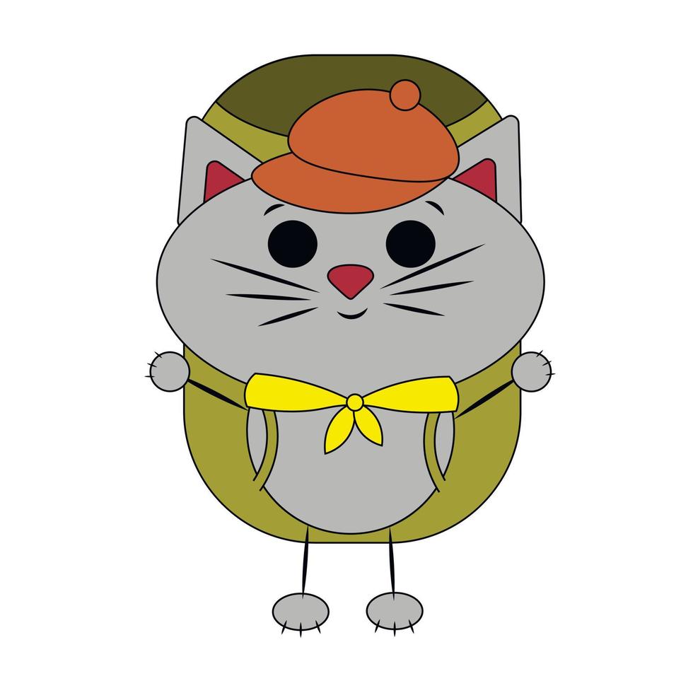 lindo gato de dibujos animados turista. dibujar una ilustración en color vector