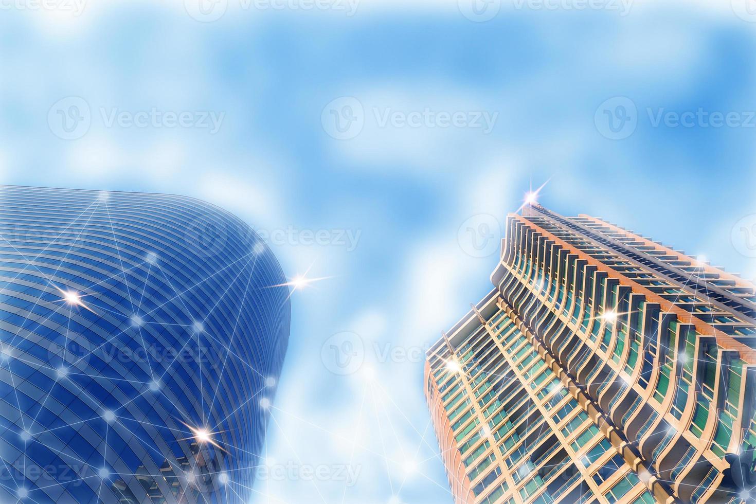Smart city and network communication. And data transformation on public. photo
