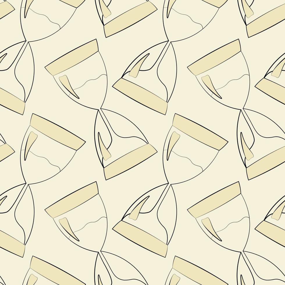 Seamless vector pattern with outline cartoon hourglass