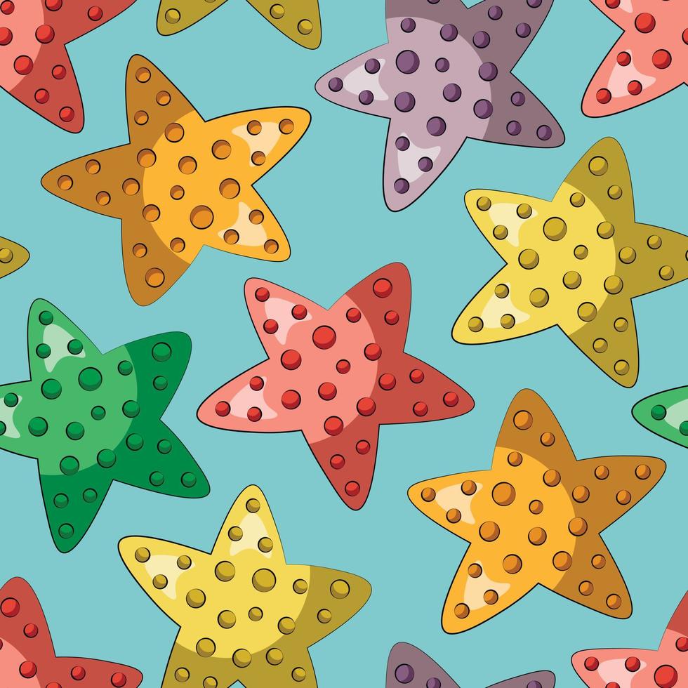 Seamless vector pattern with colors cartoon Starfish