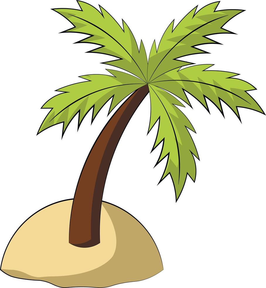 Single element Island with palm tree. Draw illustration in color vector