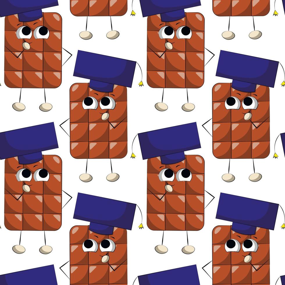 Seamless vector pattern with cute cartoon study chocolate