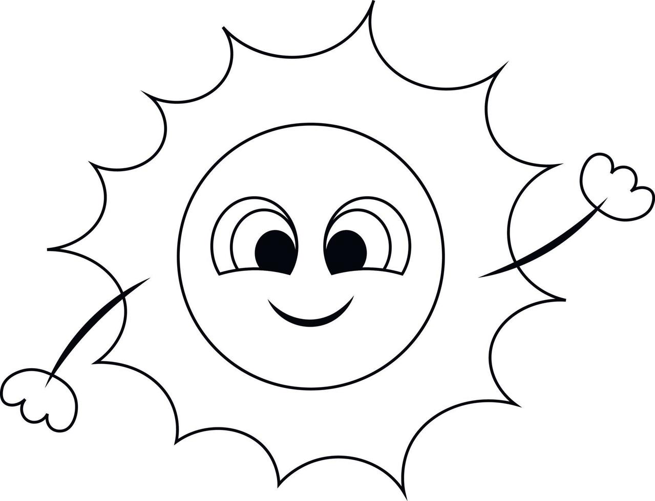 Cute cartoon smile Sun. Draw illustration in black and white 8094805 ...