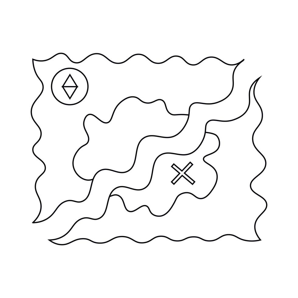 Pirate treasure map. Draw illustration in black and white vector