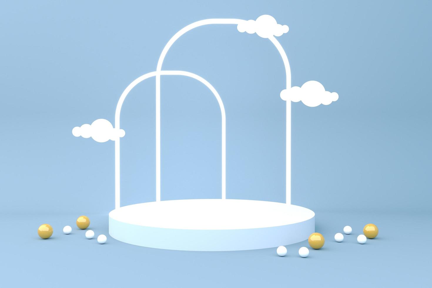 Podium 3d rendering illustration on blue background. photo