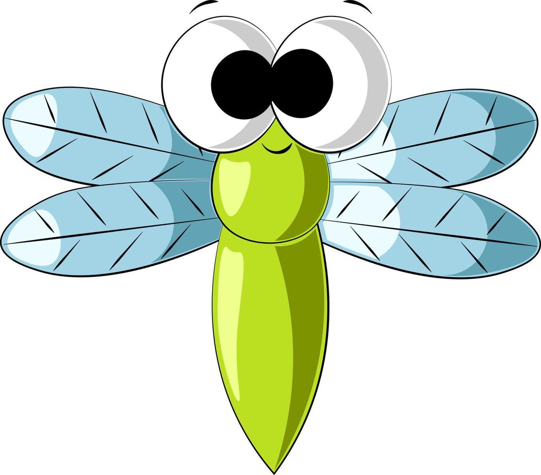 Cute cartoon Dragonfly. Draw illustration in color vector