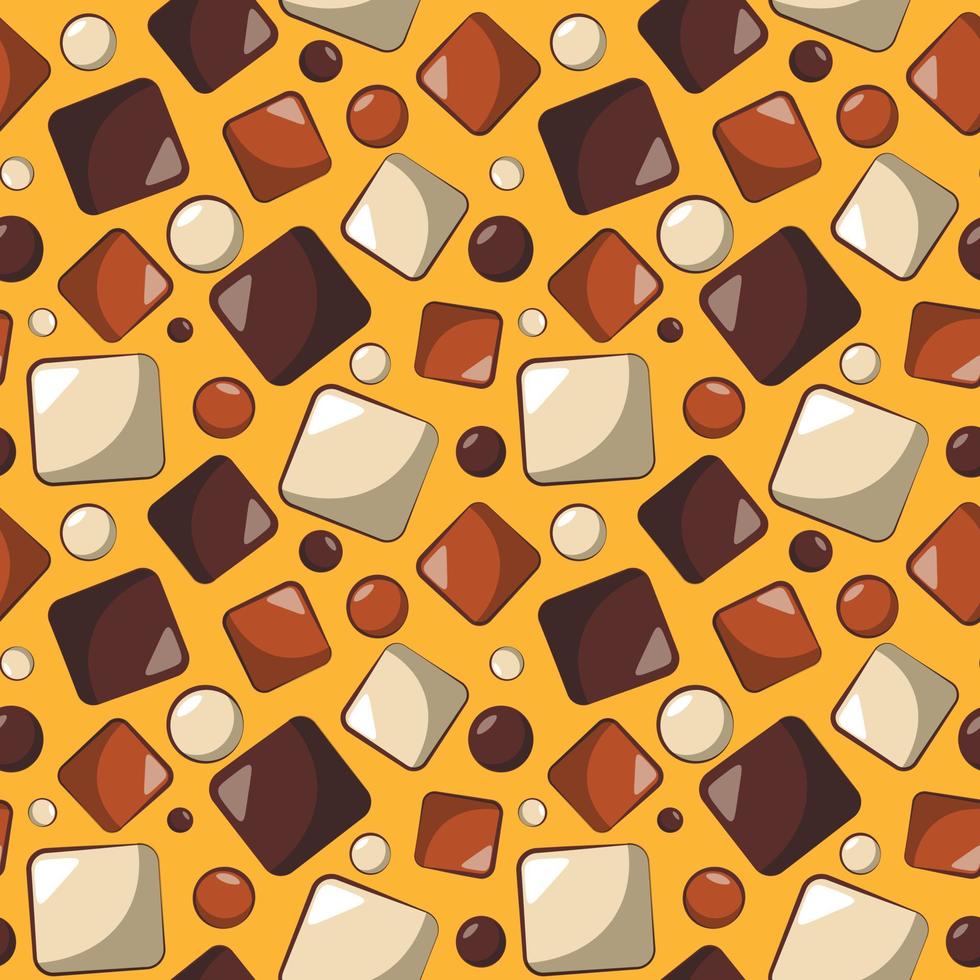 Seamless vector pattern with cartoon piece chocolate