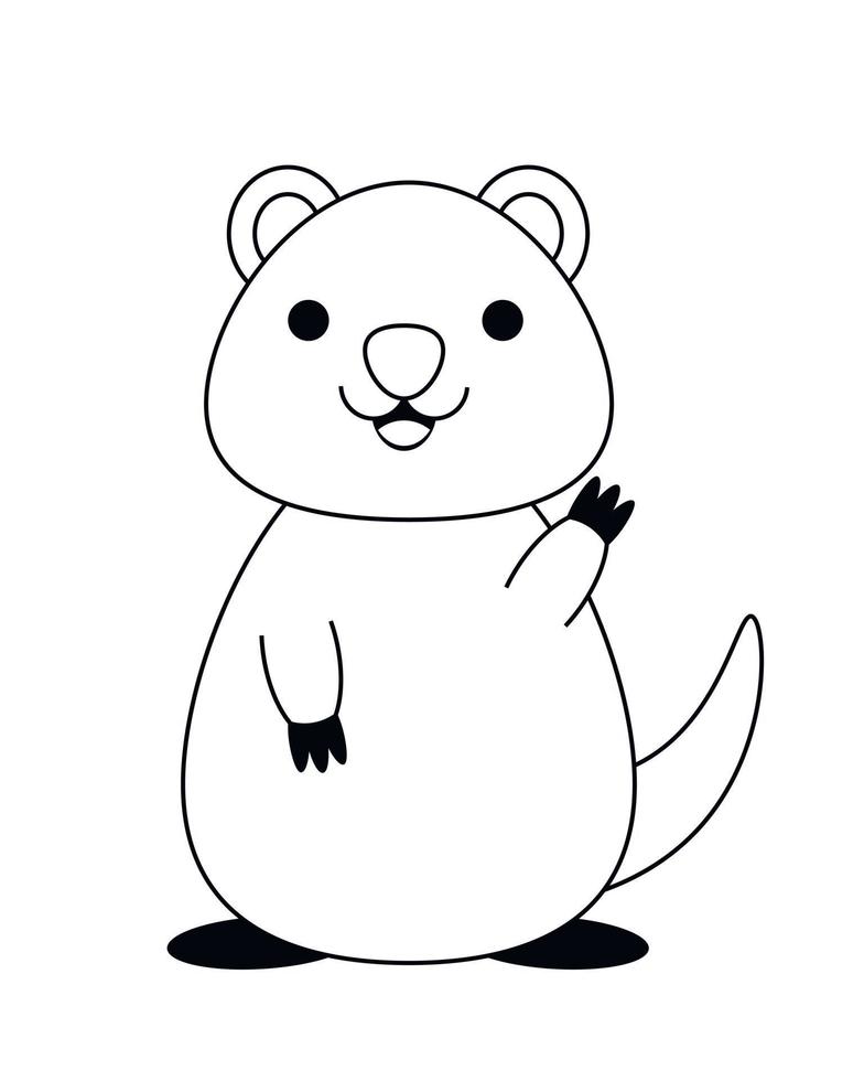 Cute cartoon Smile Quokka. Draw illustration in black and white 8095008  Vector Art at Vecteezy