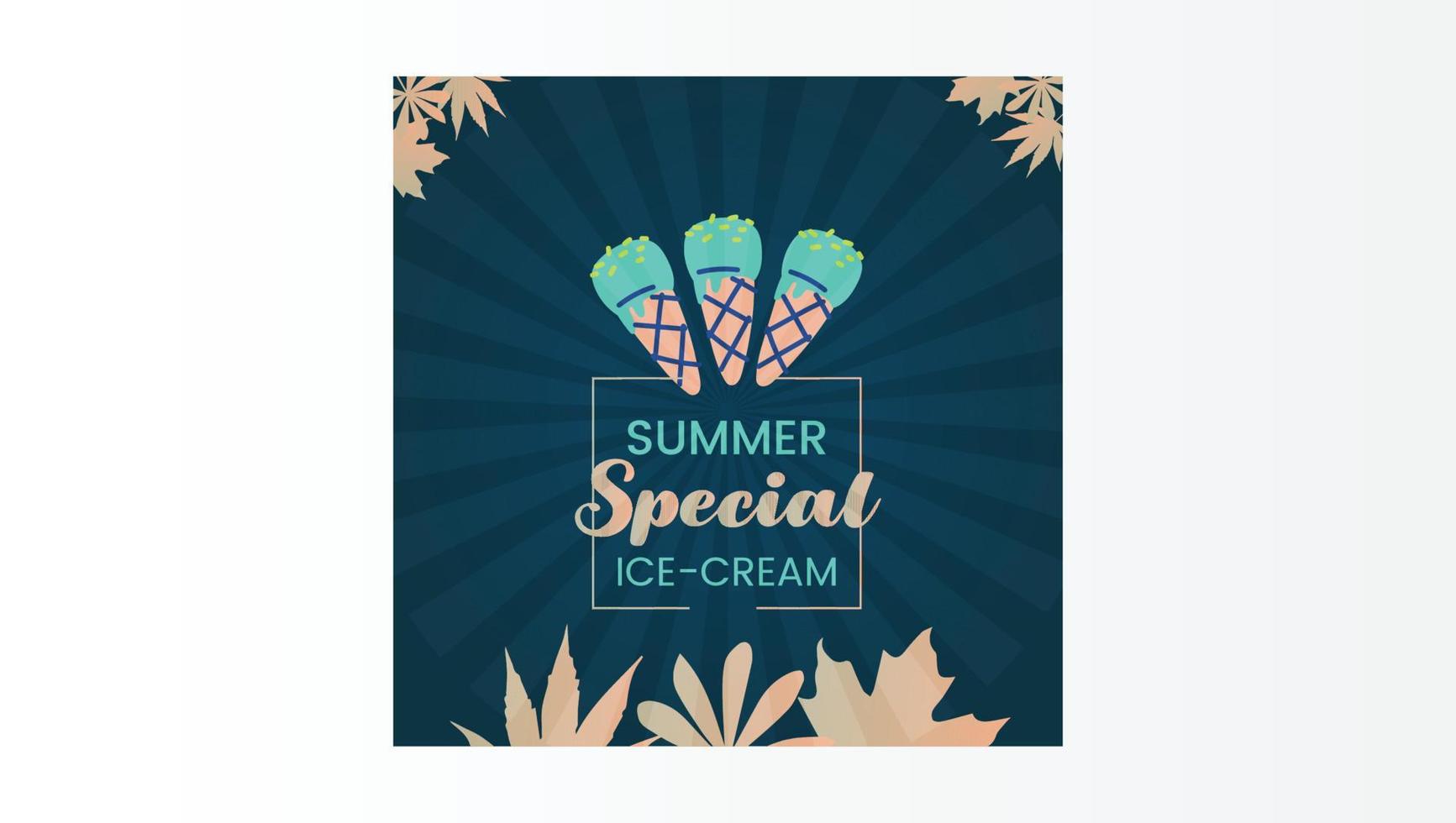 Hand drawn summer ice-cream social media post vector