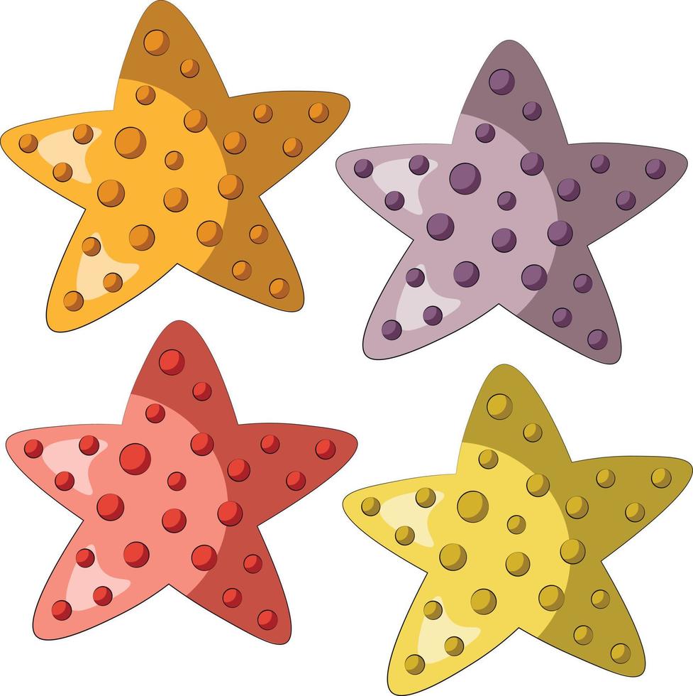 mini conjunto de estrellas de mar de dibujos animados. dibujar una  ilustración en color 8095157 Vector en Vecteezy