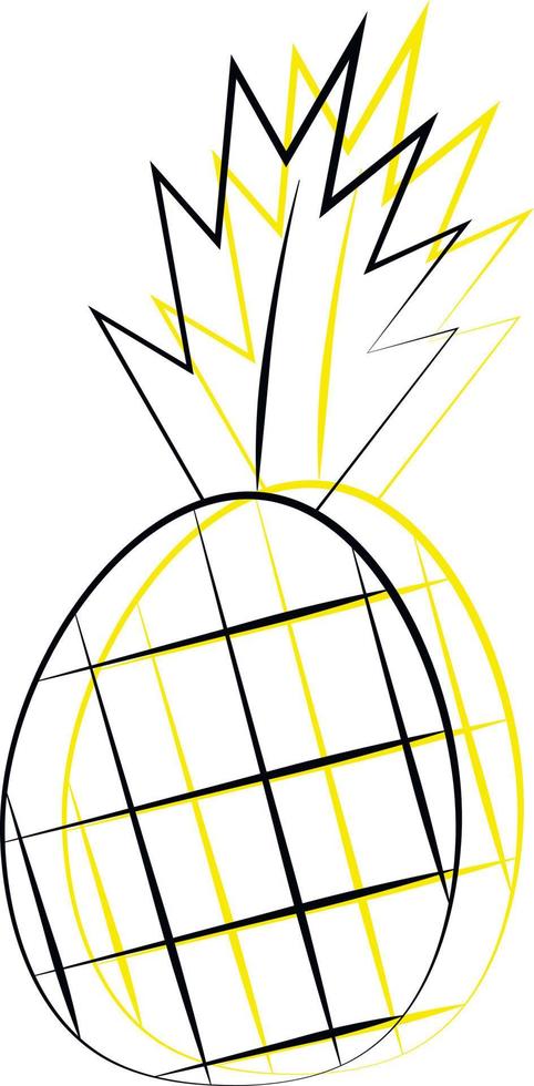 piña de un solo elemento. dibujar ilustraciones en negro y amarillo vector