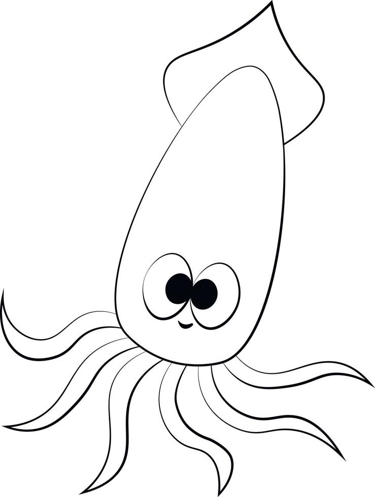 Cute cartoon Squid. Draw illustration in black and white 8095165 Vector Art  at Vecteezy