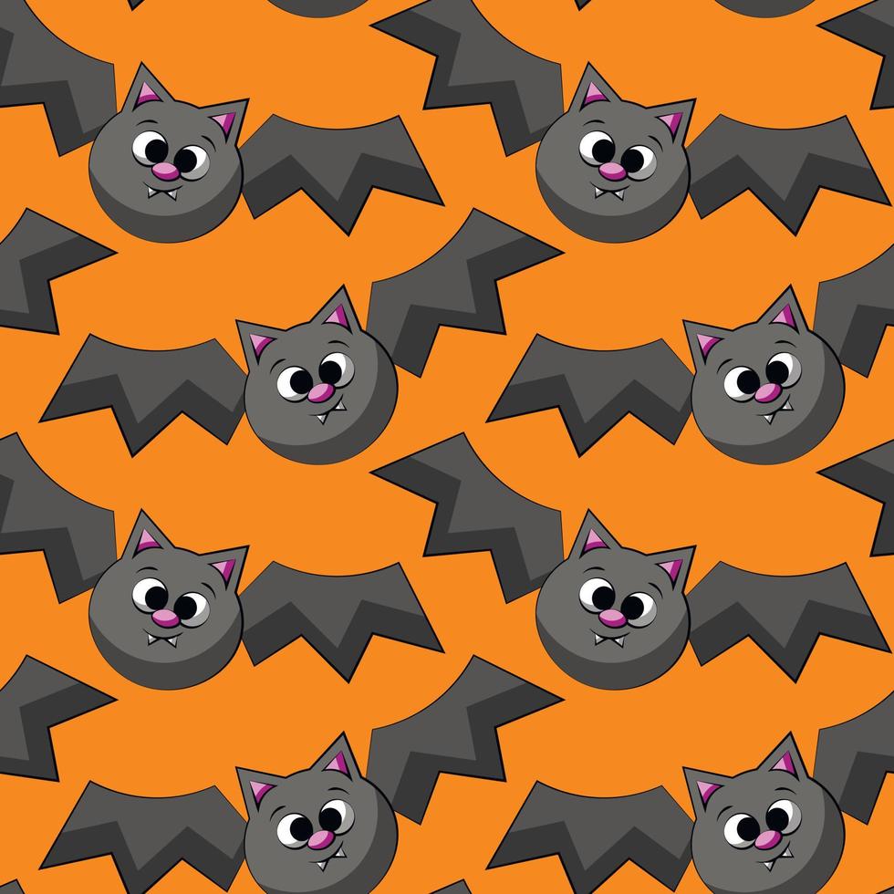 Seamless vector pattern with cute cartoon bat